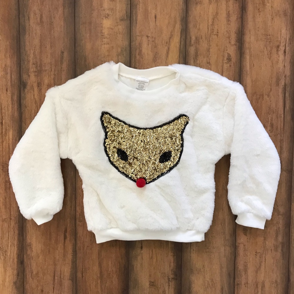Leighton Alexander Fuzzy Fox Sweatshirt In White
